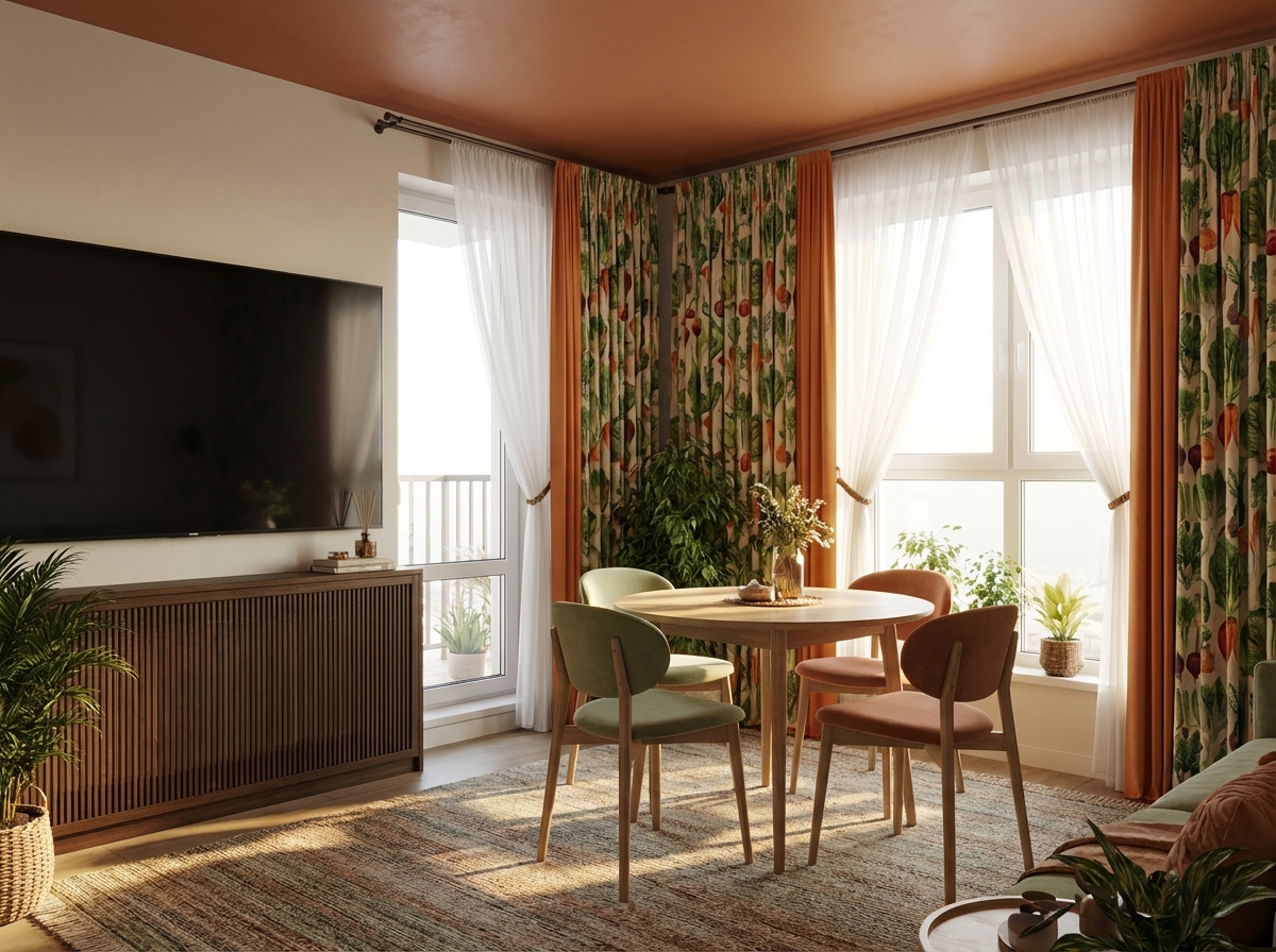 Дизайн гостиной в стиле Japandi — фото интерьера от нейросети RoomGPT