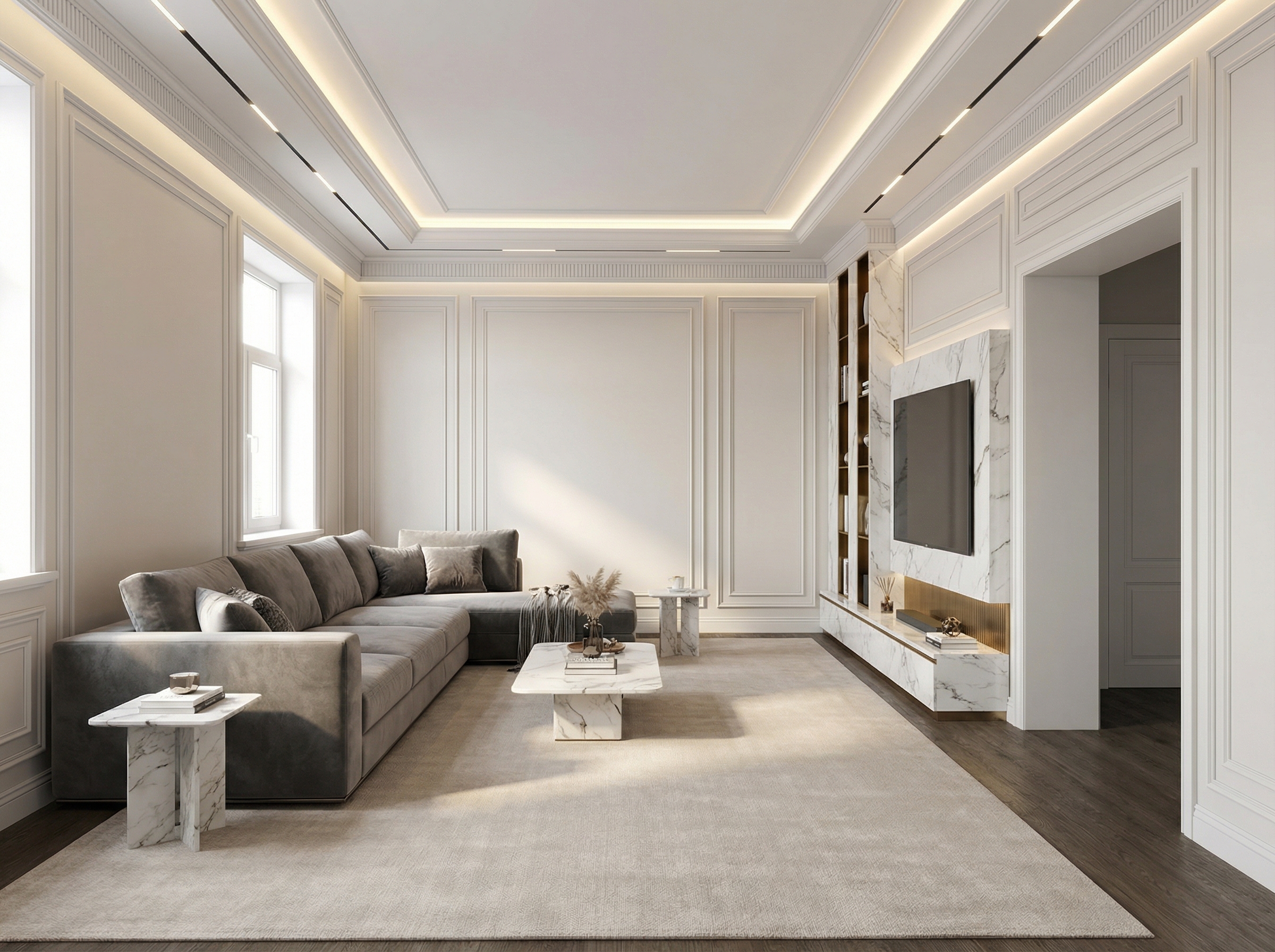 Дизайн гостиной в стиле Классика — фото интерьера от нейросети RoomGPT