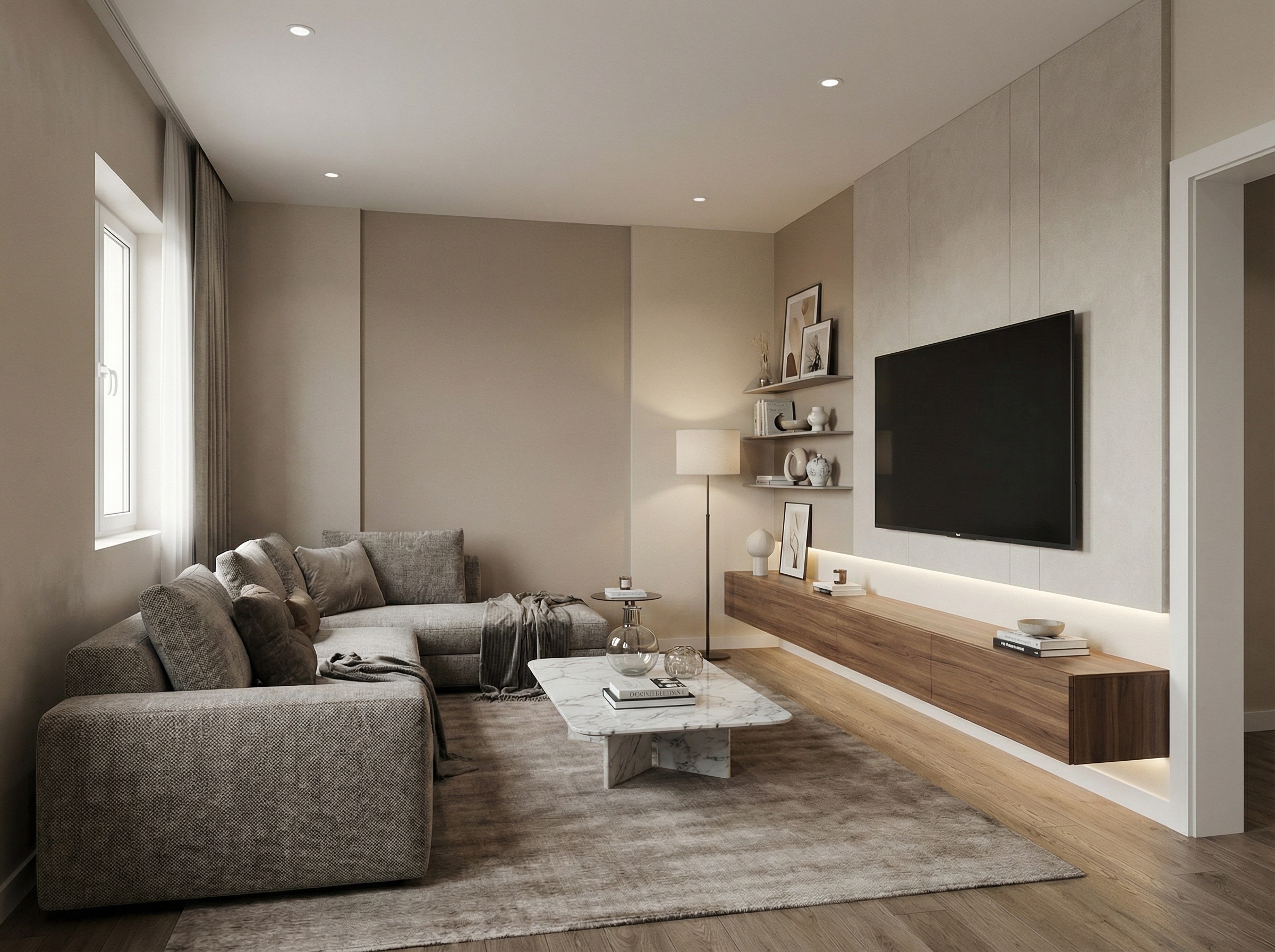 Дизайн гостиной в стиле Контемпорари — фото интерьера от нейросети RoomGPT