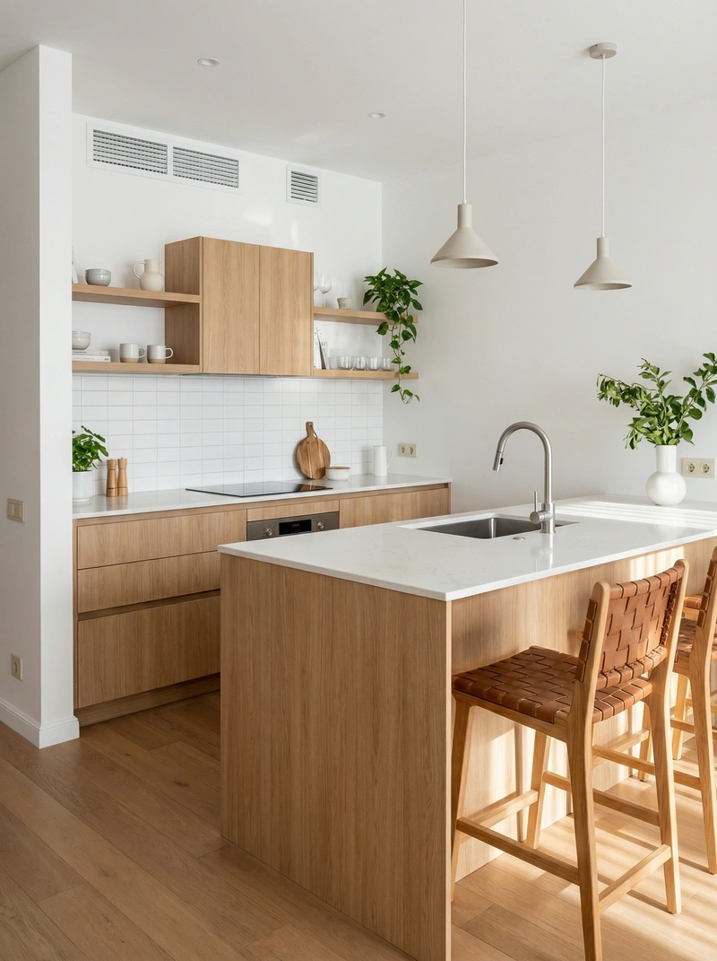 Дизайн интерьера в стиле Сканди — Кухня от нейросети RoomGPT