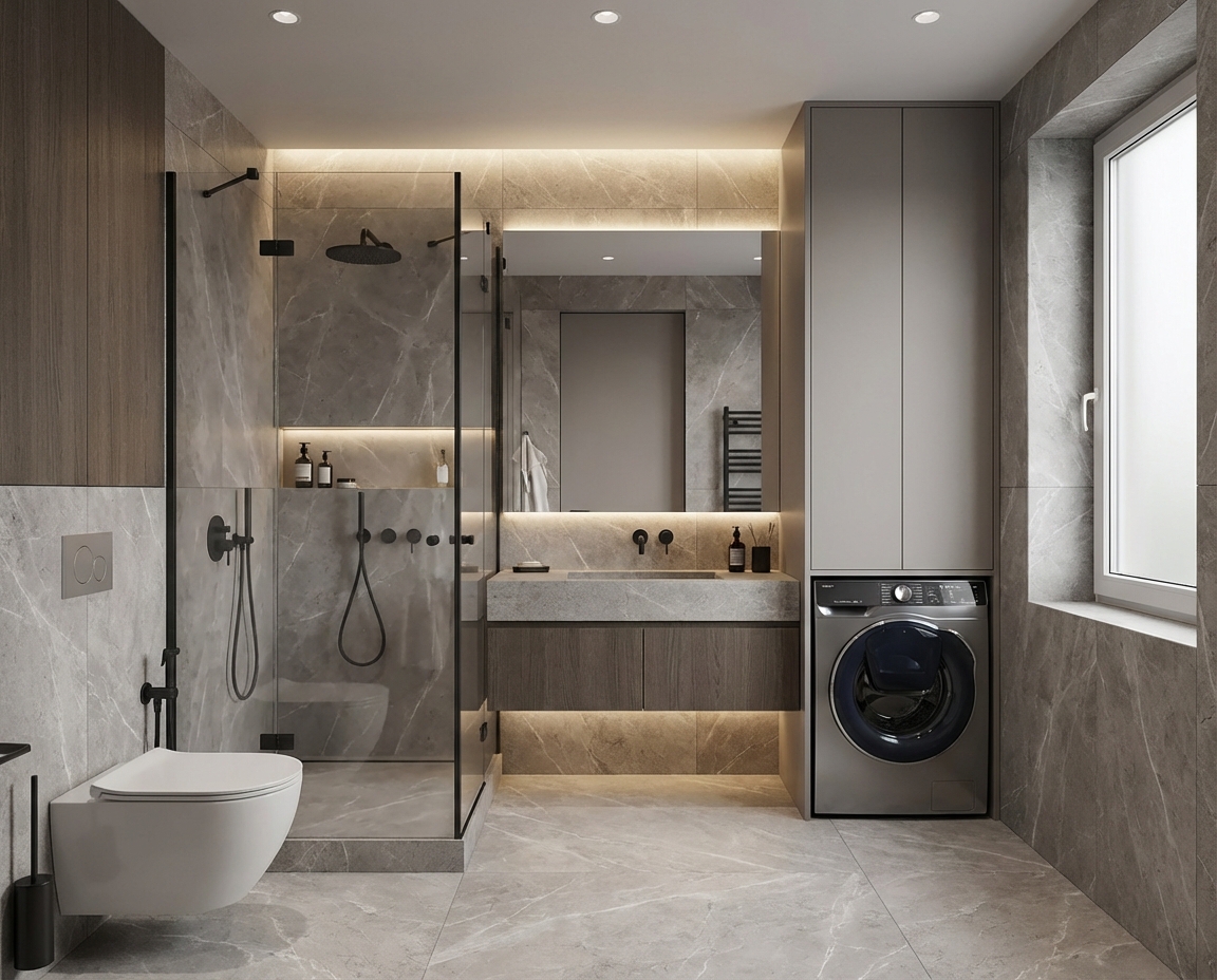 Дизайн ванной в стиле Минимализм — фото интерьера от нейросети RoomGPT