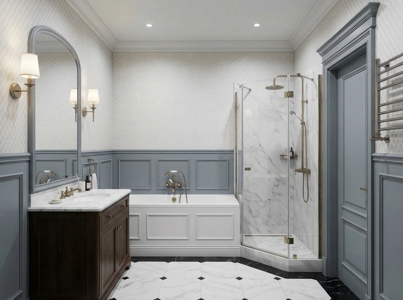 Дизайн интерьера в стиле Классика — Ванная от нейросети RoomGPT