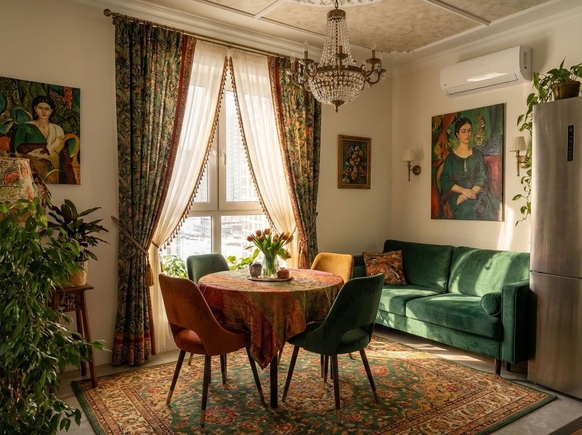 Дизайн гостиной в стиле Эклектика — фото интерьера от нейросети RoomGPT