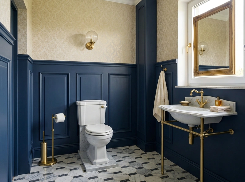 Дизайн ванной в стиле Классика — фото интерьера от нейросети RoomGPT