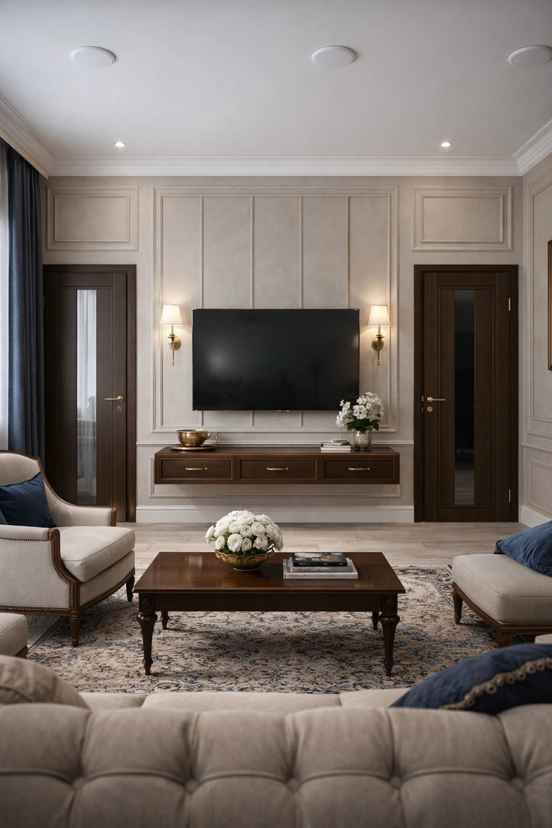 Дизайн интерьера в стиле Классика — Гостиная от нейросети RoomGPT