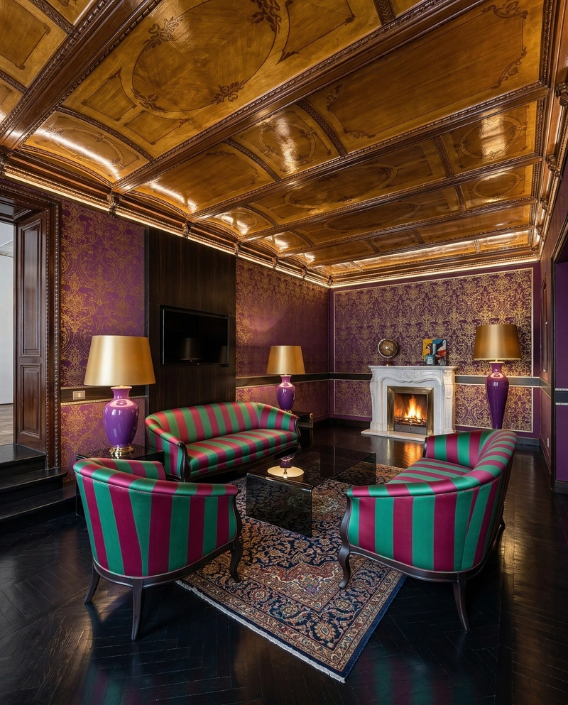 Дизайн гостиной в стиле Блэктэк — фото интерьера от нейросети RoomGPT