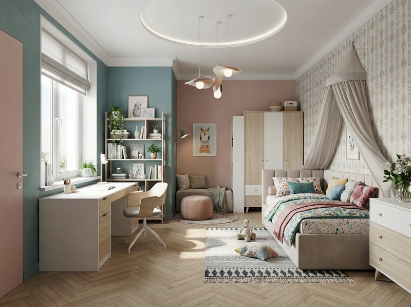 Дизайн интерьера в стиле Эклектика — Детская от нейросети RoomGPT