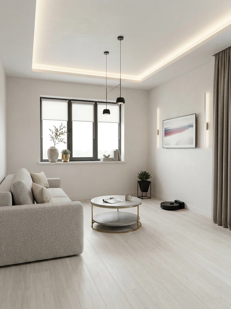 Дизайн интерьера в стиле Минимализм — Гостиная от нейросети RoomGPT