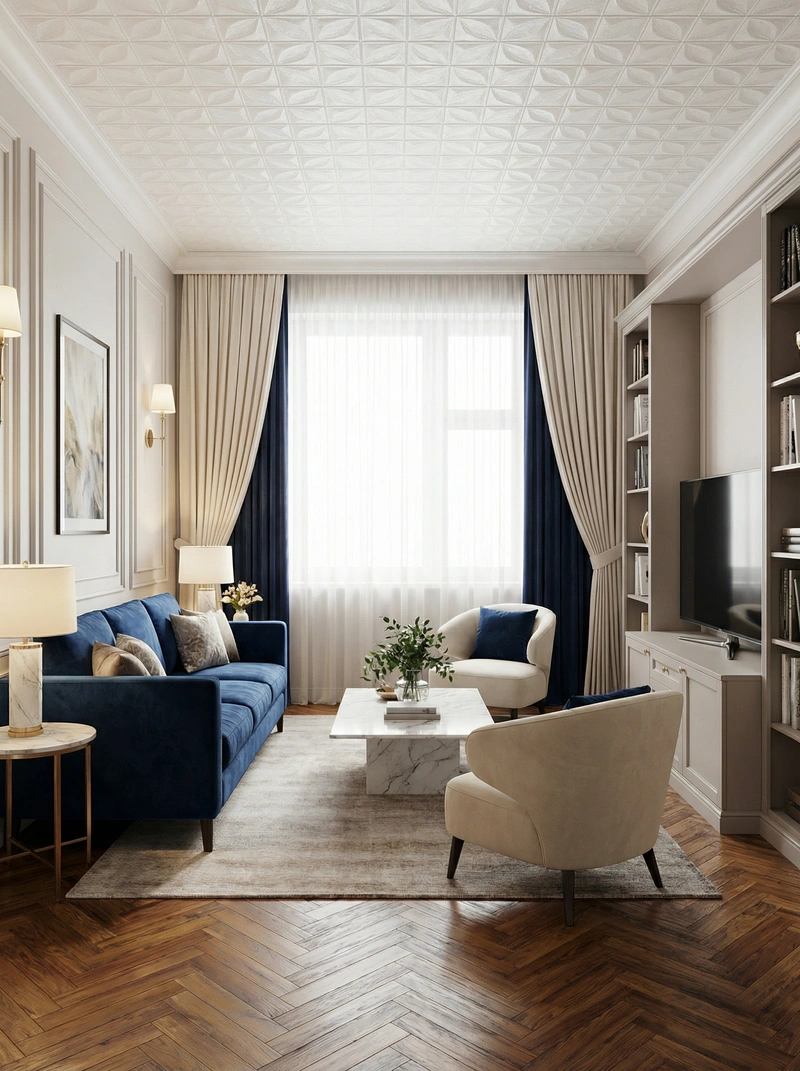 Дизайн интерьера в стиле Классика — Гостиная от нейросети RoomGPT