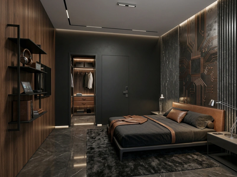 Дизайн гостиной в стиле Блэктэк — фото интерьера от нейросети RoomGPT