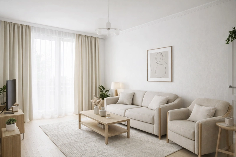 Дизайн гостиной в стиле Сканди — фото интерьера от нейросети RoomGPT