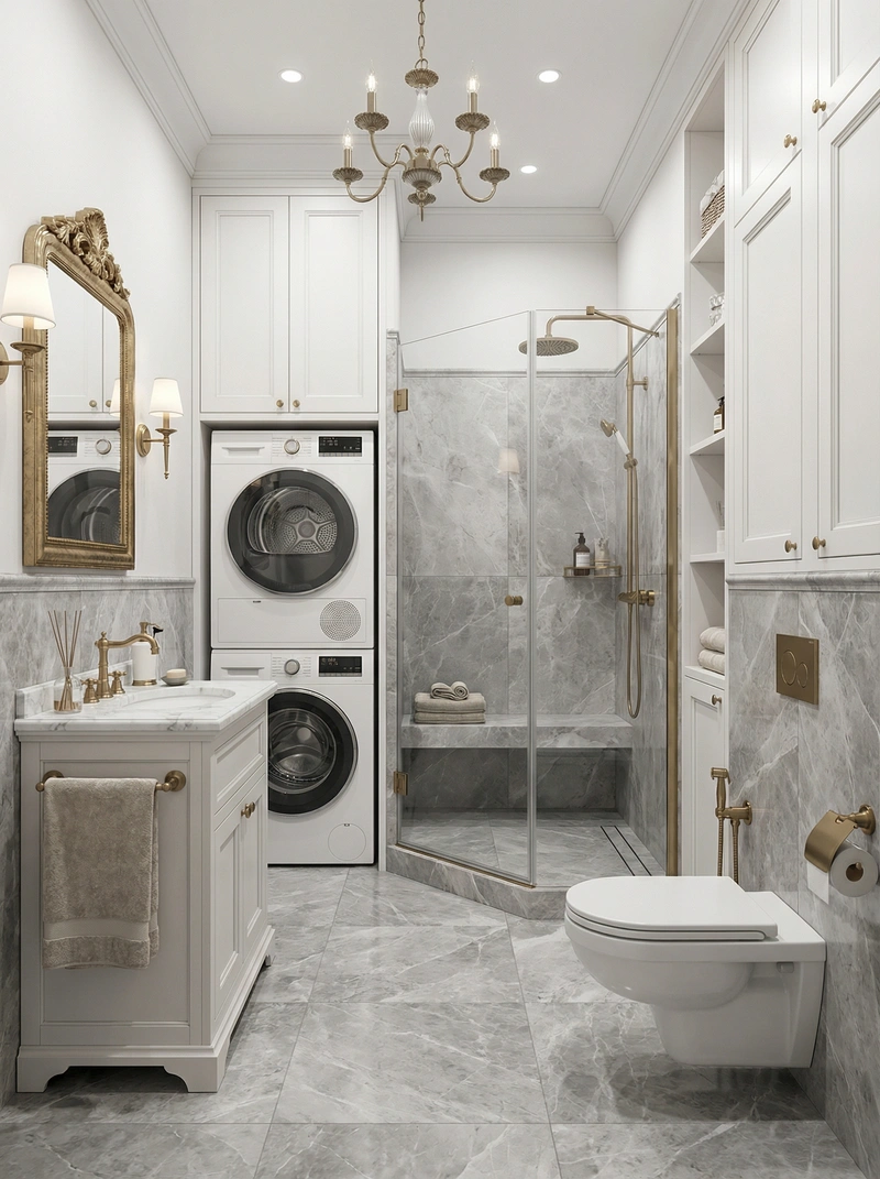 Дизайн интерьера в стиле Классика — Ванная от нейросети RoomGPT