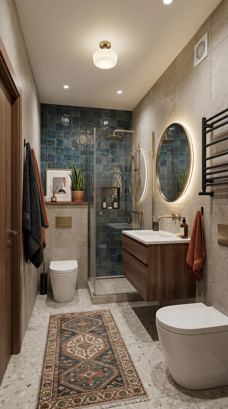 Дизайн ванной в стиле Эклектика — фото интерьера от нейросети RoomGPT