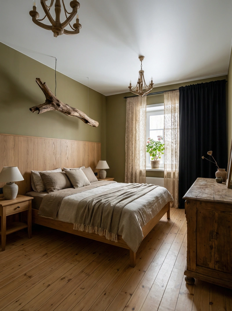 Дизайн спальни в стиле Japandi — фото интерьера от нейросети RoomGPT