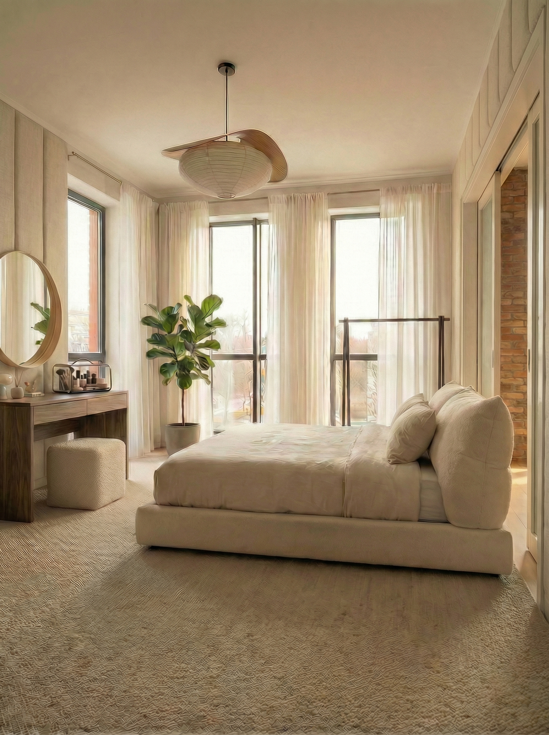 Дизайн спальни в стиле Japandi — фото интерьера от нейросети RoomGPT