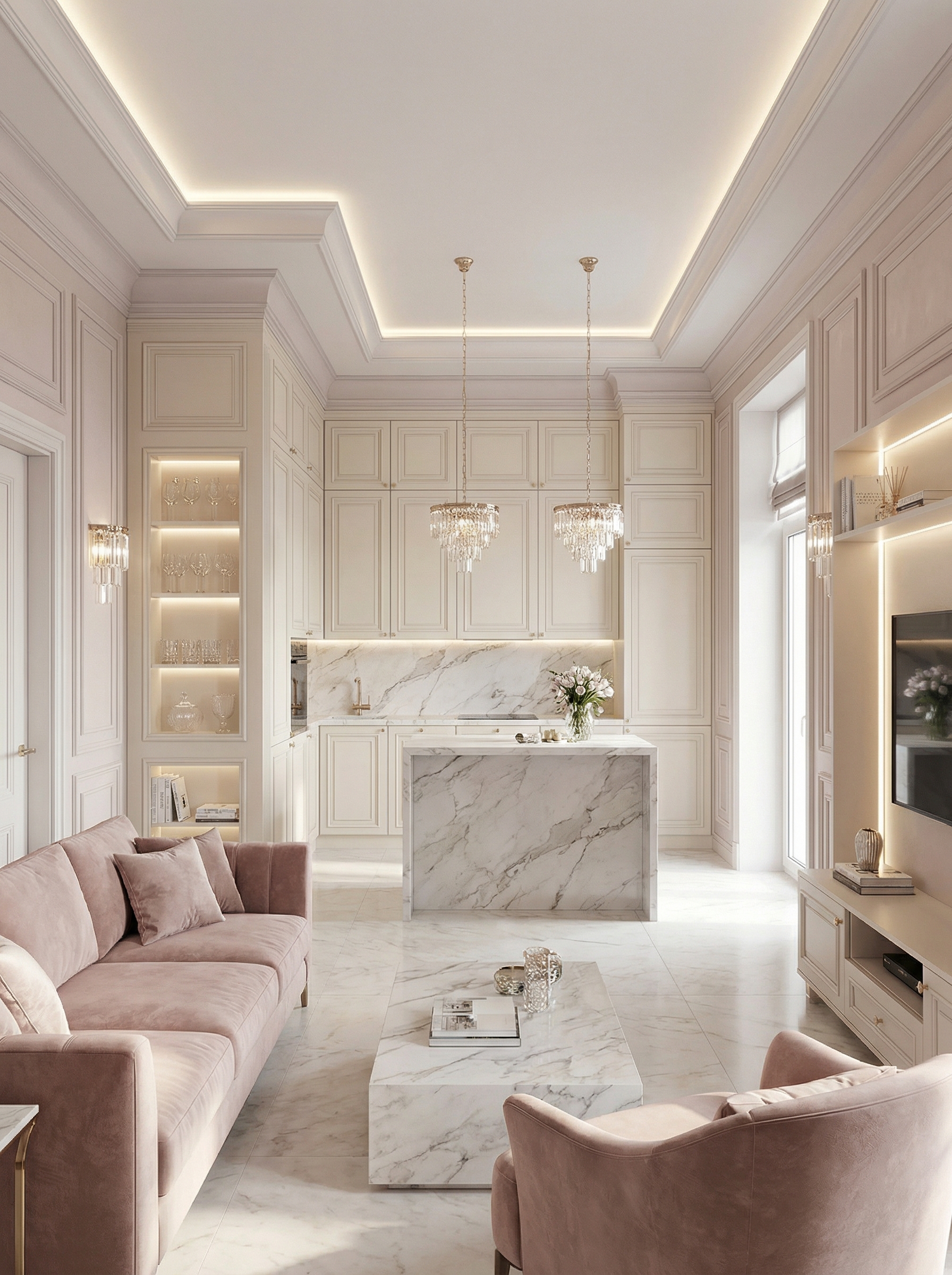 Дизайн кухни в стиле Классика — фото интерьера от нейросети RoomGPT