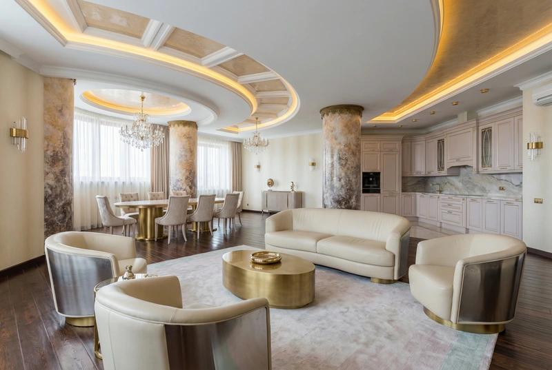 Дизайн интерьера в стиле Неоклассика — Гостиная от нейросети RoomGPT