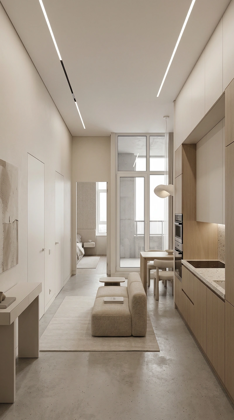 Дизайн интерьера в стиле Минимализм — Гостиная от нейросети RoomGPT