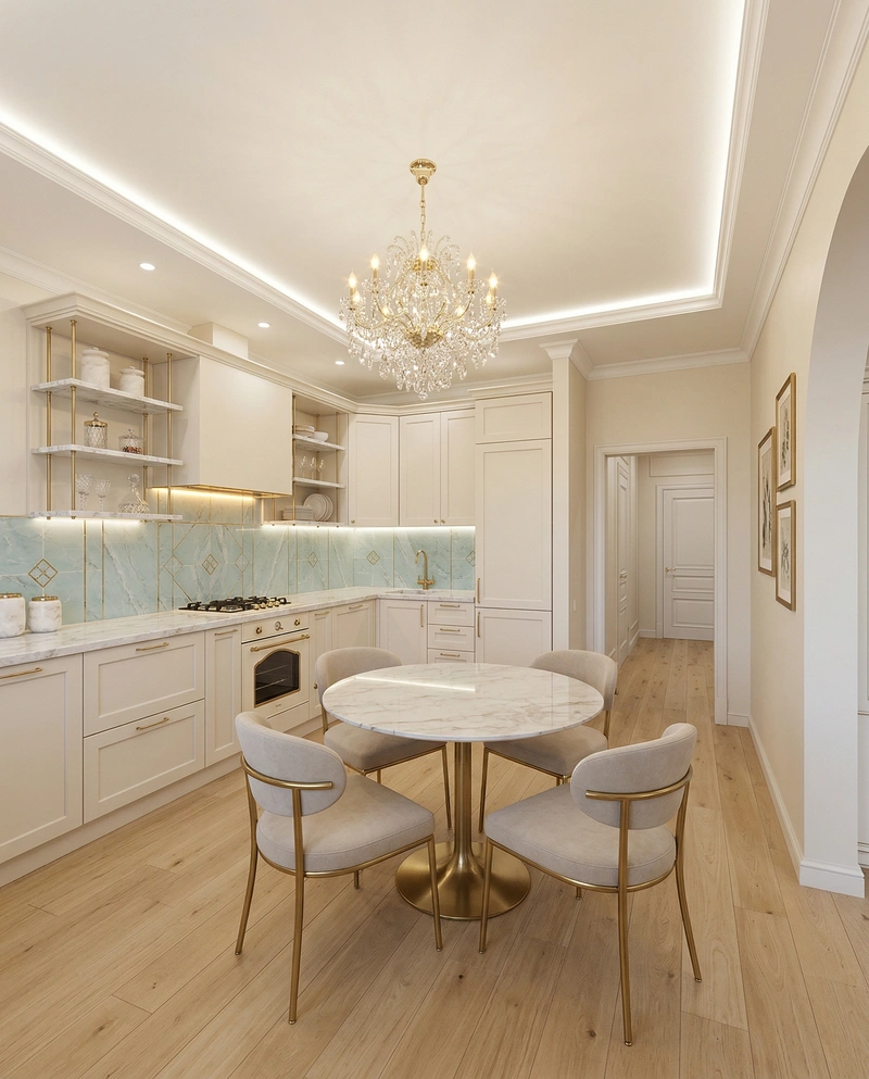 Дизайн кухни в стиле Неоклассика — фото интерьера от нейросети RoomGPT