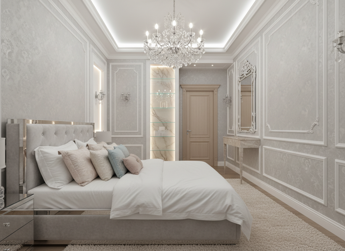 Дизайн спальни в стиле Классика — фото интерьера от нейросети RoomGPT