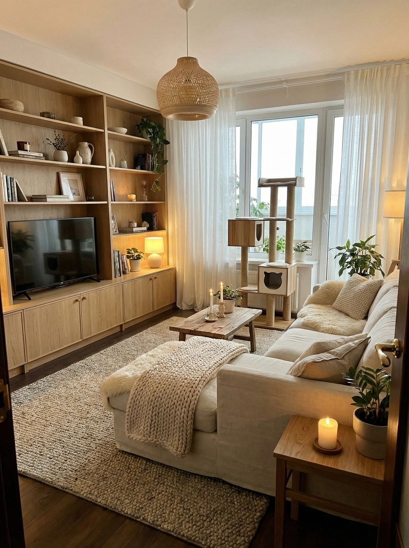 Дизайн интерьера в стиле Хюгге — Гостиная от нейросети RoomGPT