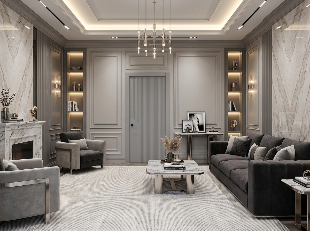 Дизайн гостиной в стиле Классика — фото интерьера от нейросети RoomGPT