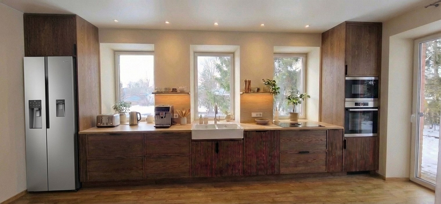 Дизайн кухни в стиле Japandi — фото интерьера от нейросети RoomGPT