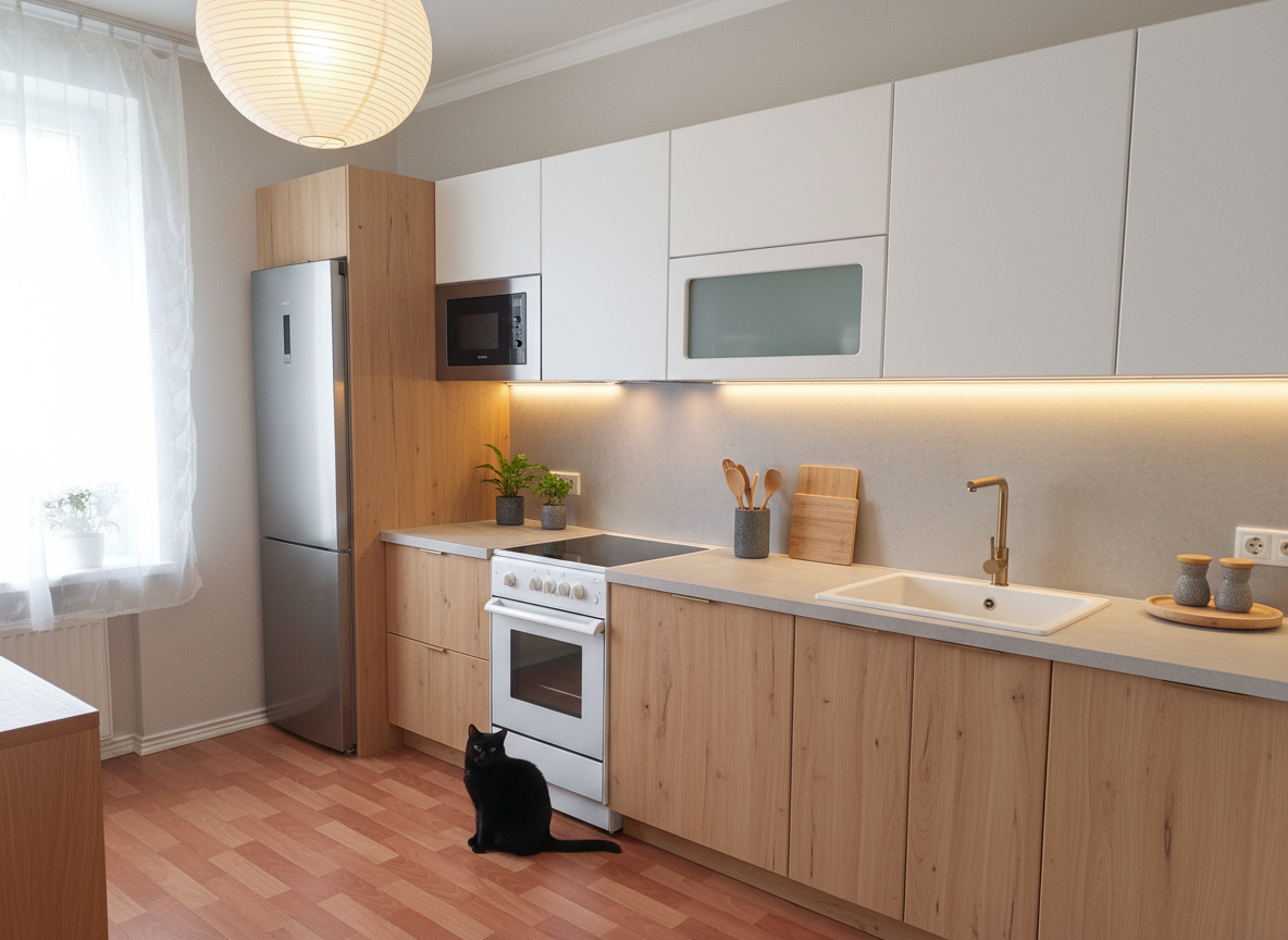 Дизайн кухни в стиле Japandi — фото интерьера от нейросети RoomGPT