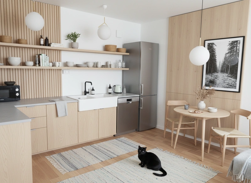 Дизайн интерьера в стиле Хюгге — Кухня от нейросети RoomGPT