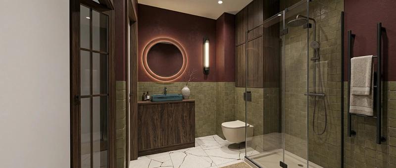 Дизайн ванной в стиле Japandi — фото интерьера от нейросети RoomGPT