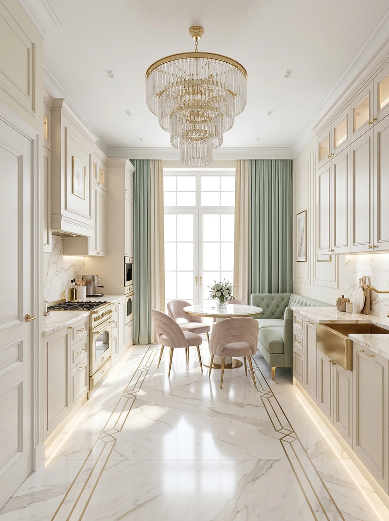 Дизайн интерьера в стиле Неоклассика — Кухня от нейросети RoomGPT