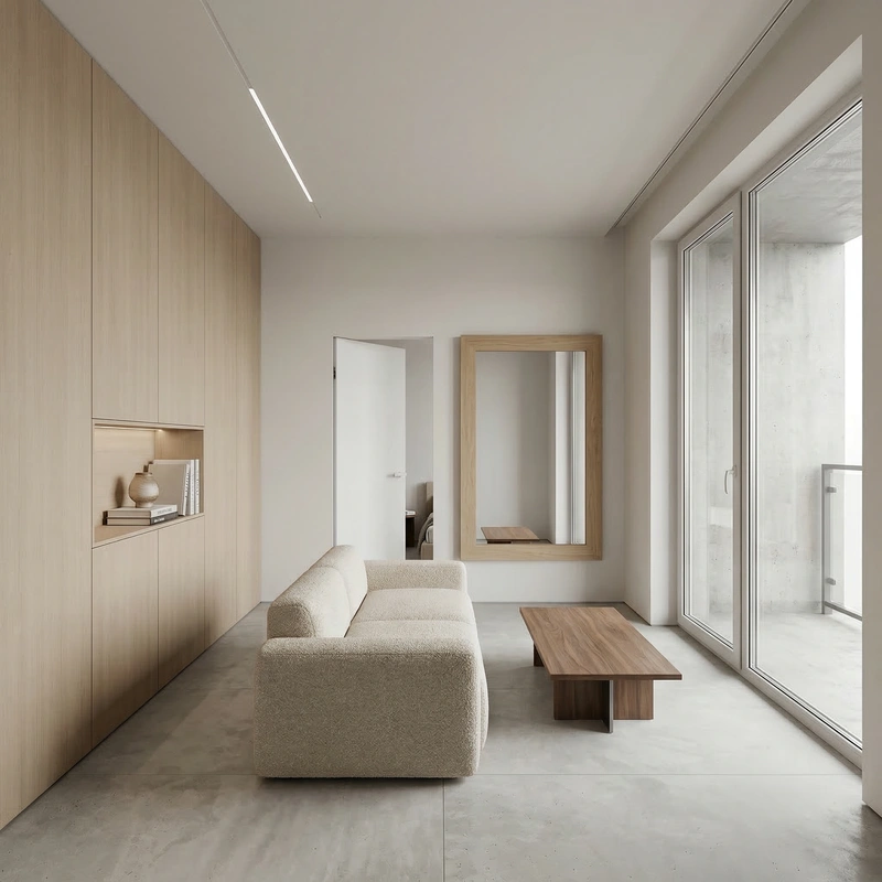 Дизайн интерьера в стиле Минимализм — Гостиная от нейросети RoomGPT