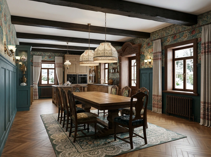 Дизайн кухни в стиле Эклектика — фото интерьера от нейросети RoomGPT