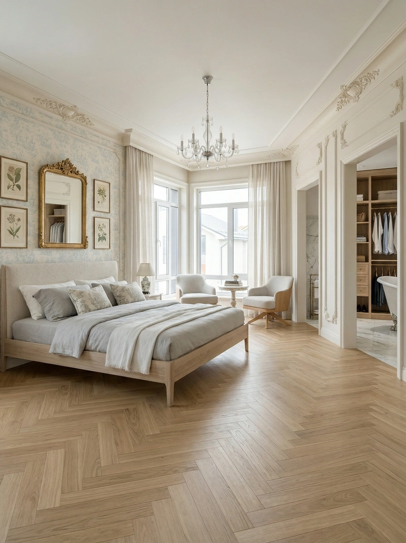 Дизайн спальни в стиле Сканди — фото интерьера от нейросети RoomGPT