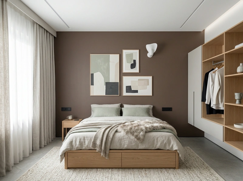 Дизайн спальни в стиле Сканди — фото интерьера от нейросети RoomGPT