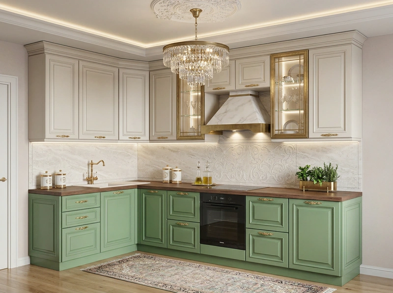 Дизайн кухни в стиле Неоклассика — фото интерьера от нейросети RoomGPT