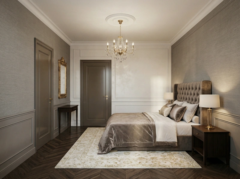 Дизайн спальни в стиле Классика — фото интерьера от нейросети RoomGPT