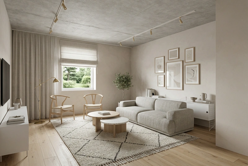 Дизайн интерьера в стиле Сканди — Гостиная от нейросети RoomGPT