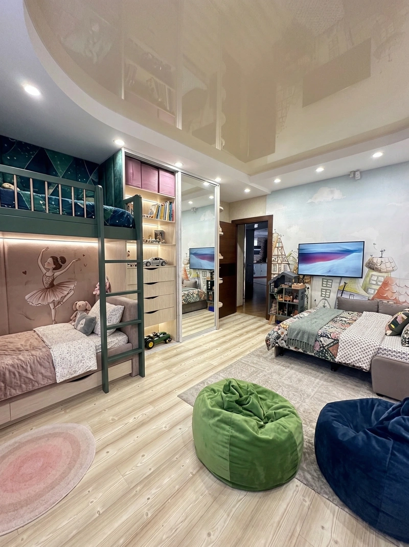 Дизайн детской в стиле Эклектика — фото интерьера от нейросети RoomGPT