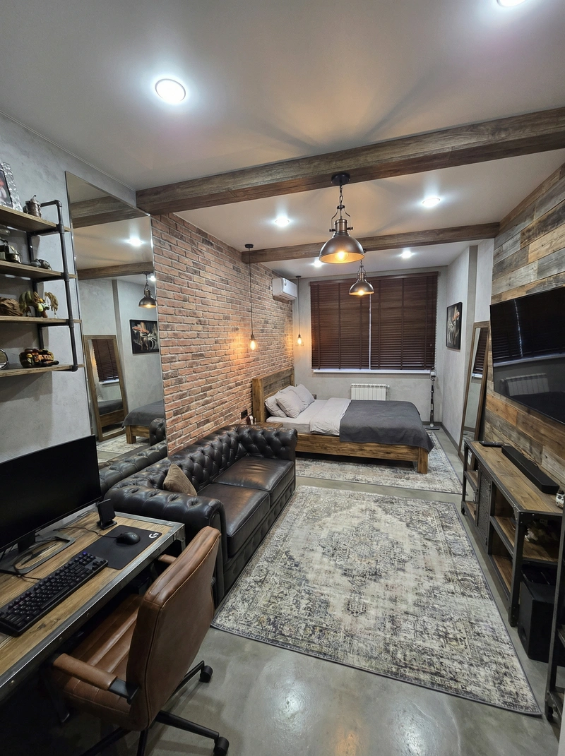 Дизайн интерьера в стиле Лофт — Спальня от нейросети RoomGPT