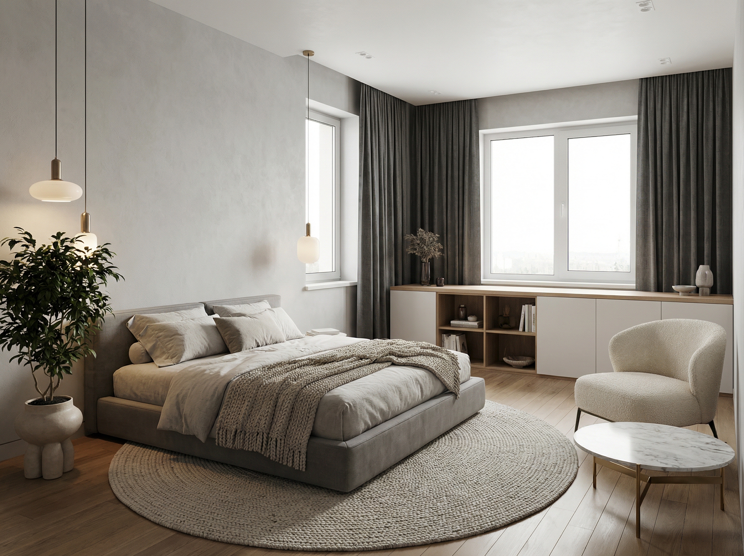 Дизайн спальни в стиле Минимализм — фото интерьера от нейросети RoomGPT