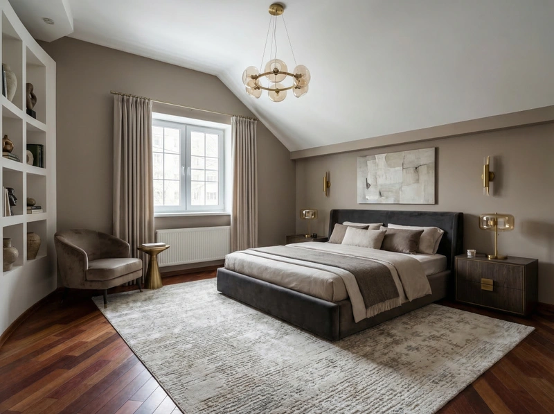 Дизайн спальни в стиле Контемпорари — фото интерьера от нейросети RoomGPT