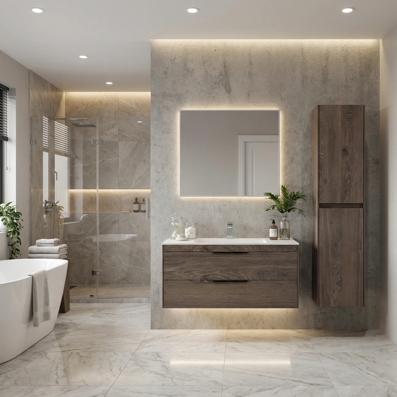 Дизайн интерьера в стиле Контемпорари — Ванная от нейросети RoomGPT