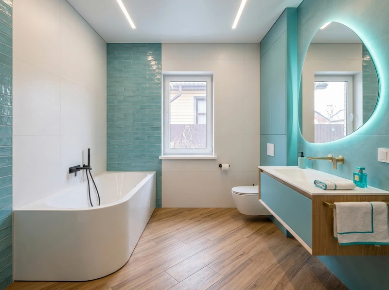 Дизайн ванной в стиле Контемпорари — фото интерьера от нейросети RoomGPT