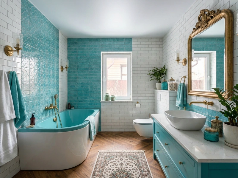 Дизайн ванной в стиле Эклектика — фото интерьера от нейросети RoomGPT