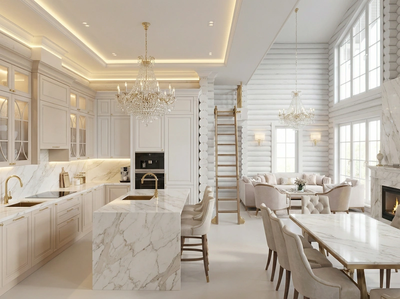 Дизайн интерьера в стиле Неоклассика — Кухня от нейросети RoomGPT