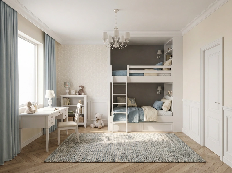 Дизайн детской в стиле Классика — фото интерьера от нейросети RoomGPT