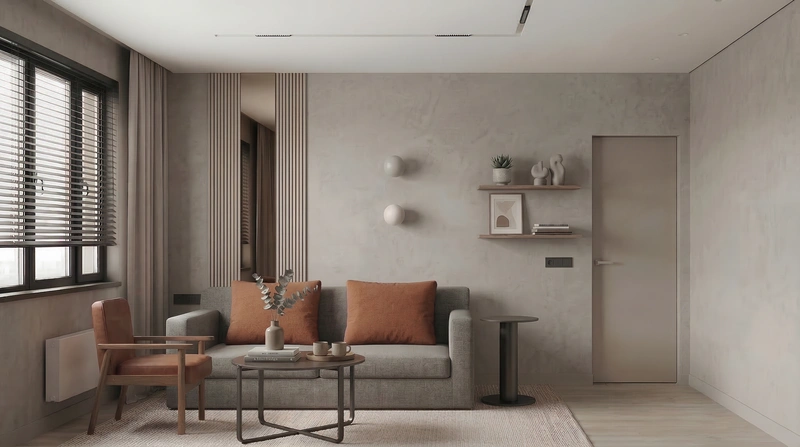 Дизайн интерьера в стиле Минимализм — Гостиная от нейросети RoomGPT