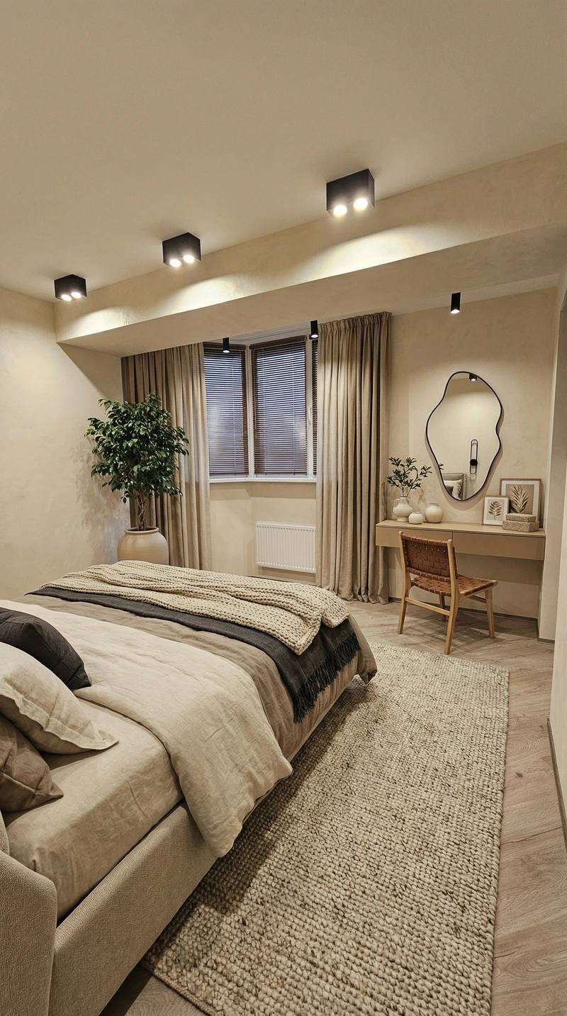 Дизайн спальни в стиле Japandi — фото интерьера от нейросети RoomGPT