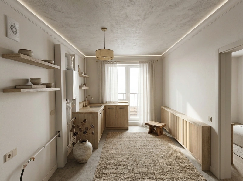 Дизайн кухни в стиле Japandi — фото интерьера от нейросети RoomGPT